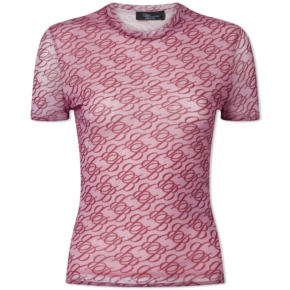 

Футболка Blumarine Fitted All Over Logo Mesh Tee