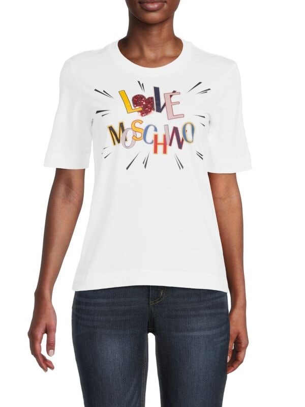 

Украшенная футболка с логотипом Love Moschino Optical white