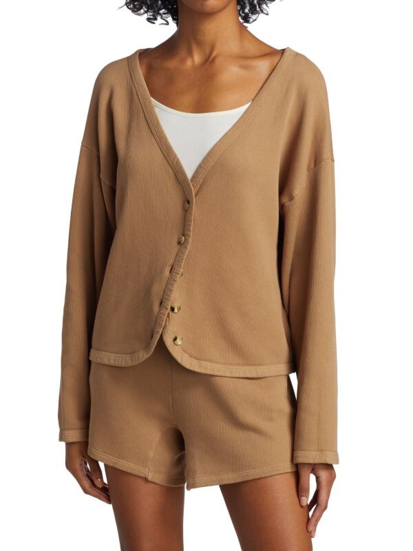 

Укороченный кардиган в рубчик DONNI. Camel
