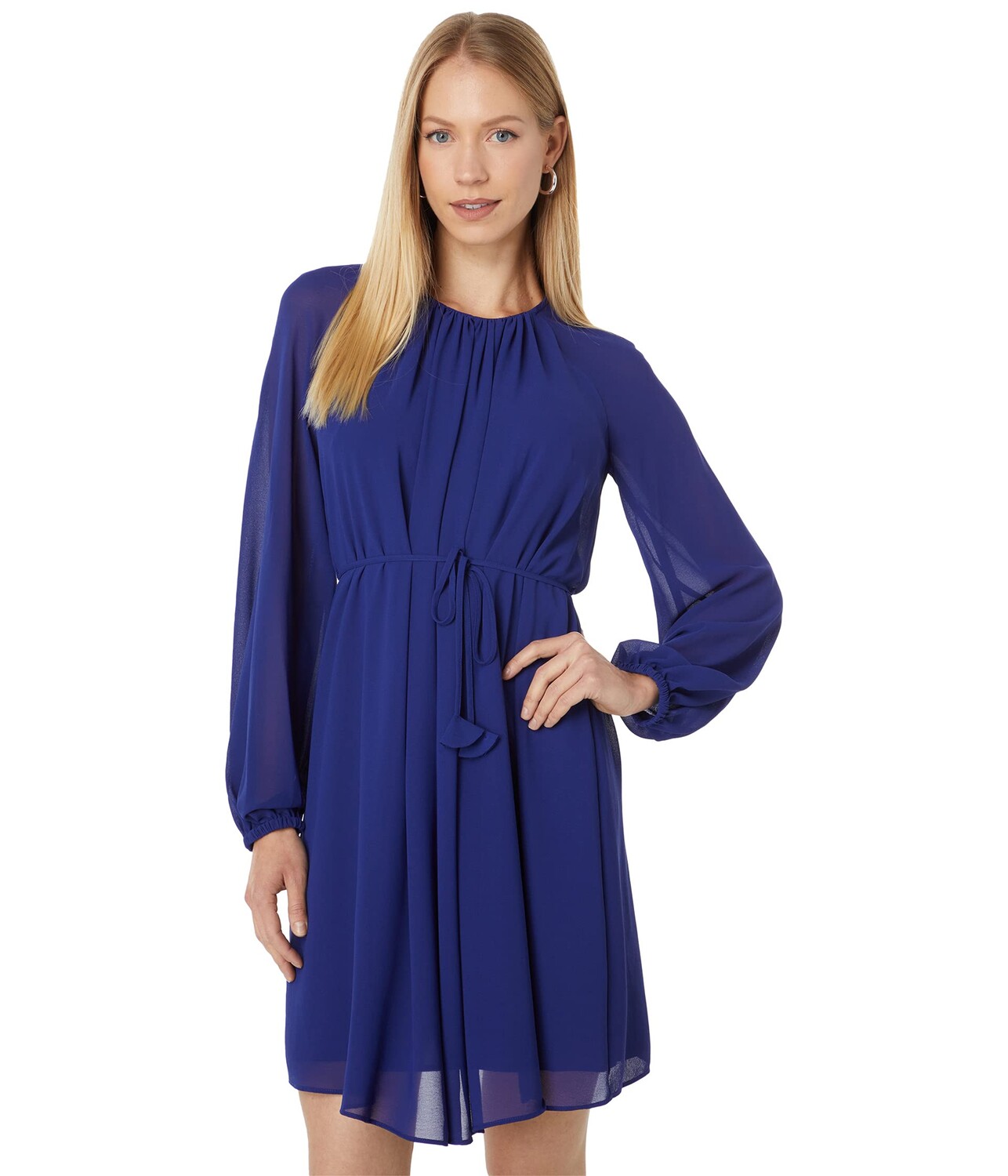 

Платье Vince Camuto, Chiffon Shirring Neck Balloon Sleeve Dress