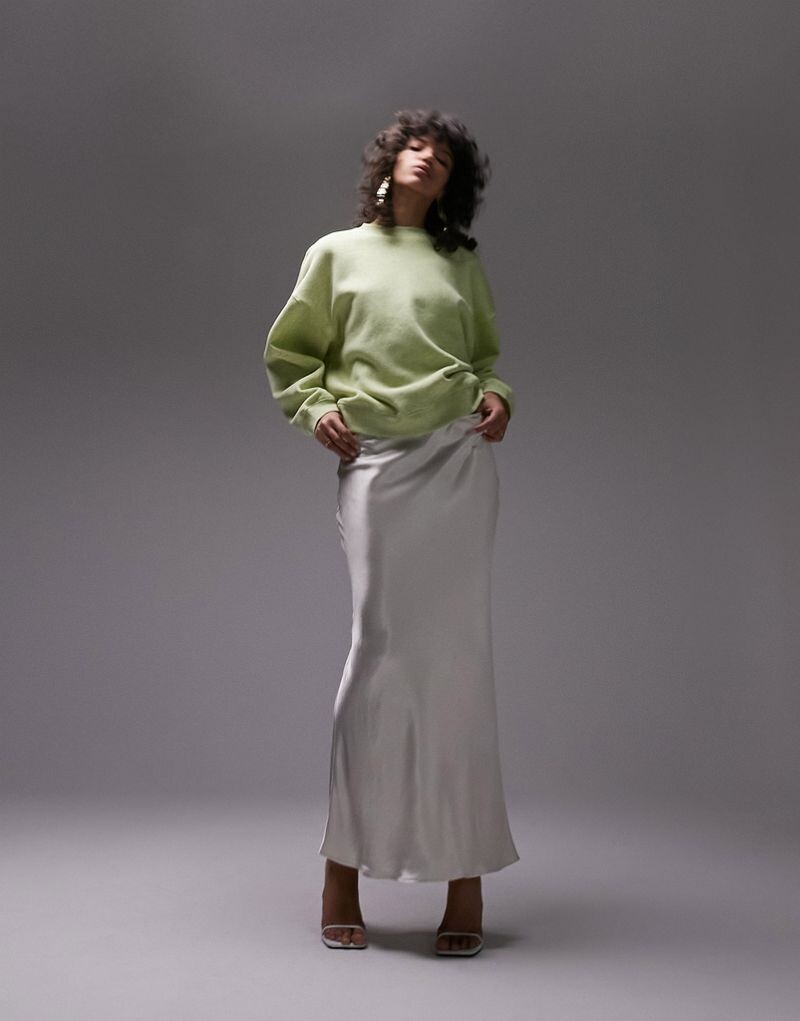

Светло-зеленый свитшот с декоративной строчкой Topshop
