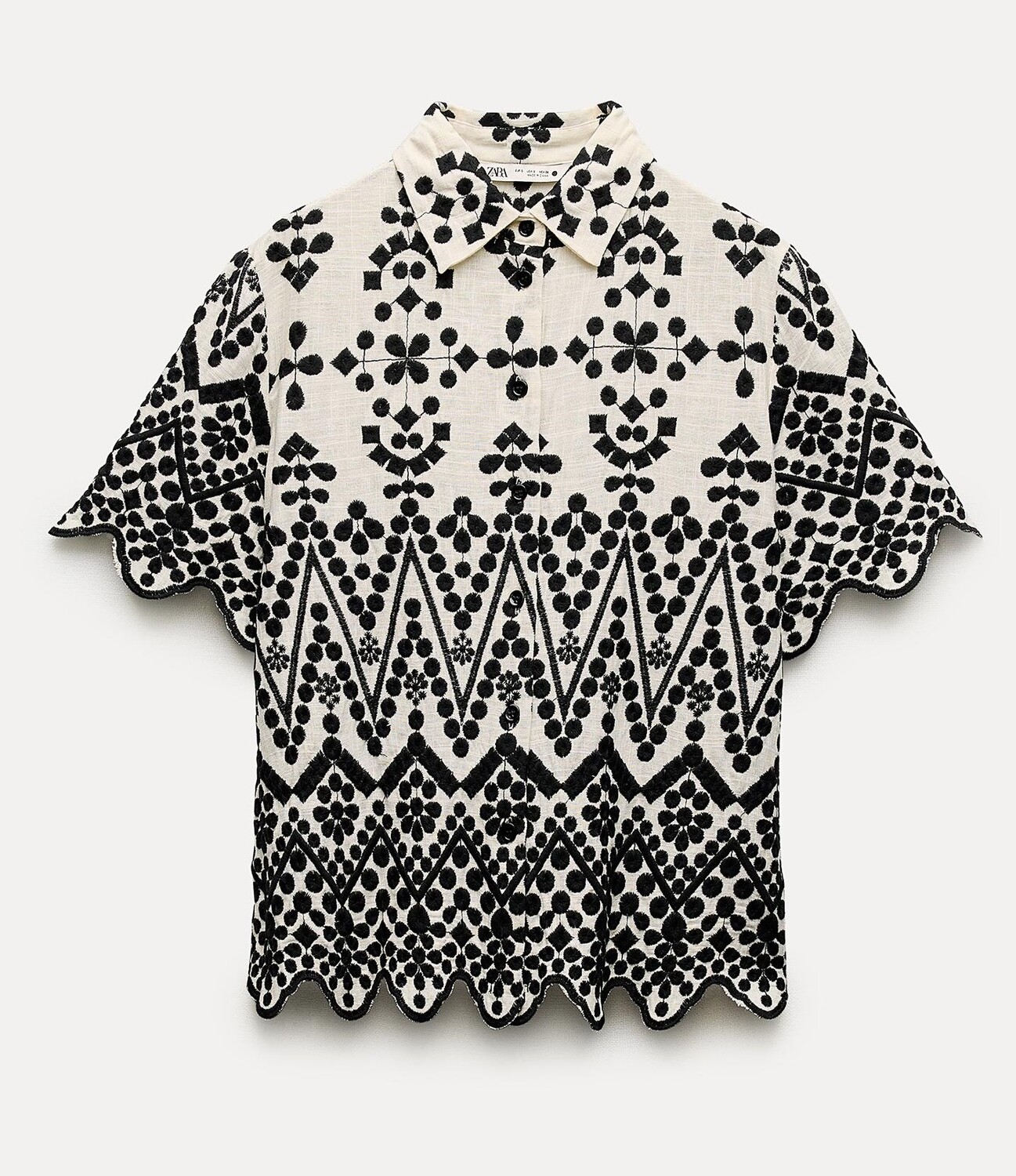 

Рубашка Zara Zw Collection Contrast Embroidery, черный