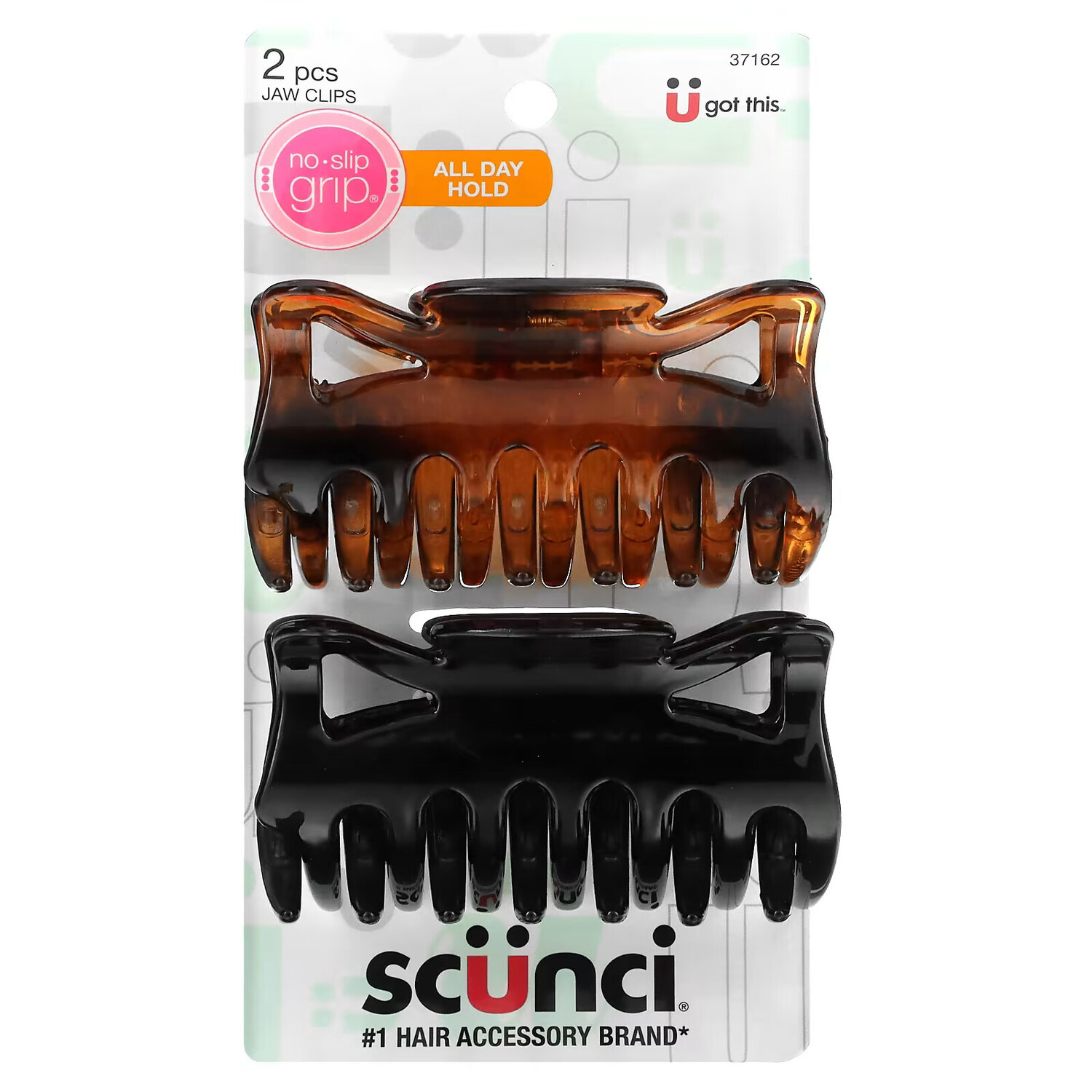 

Scunci, No Slip Grip, заколки-крабы, фиксация на весь день, 2 шт.