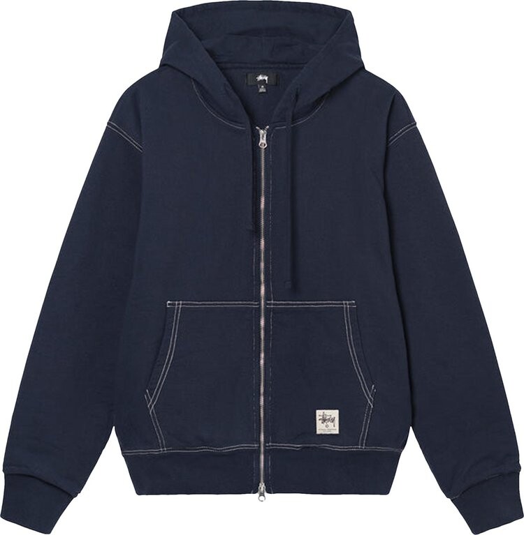 

Худи Stussy Double Face Label Zip Hoodie 'Navy', синий