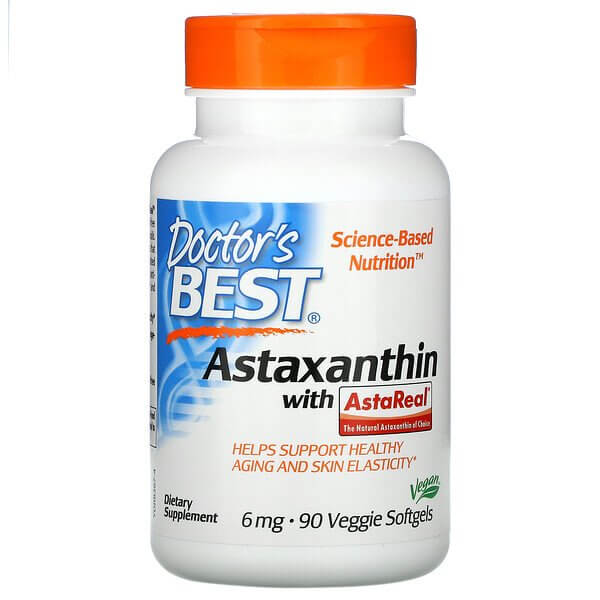 Астаксантин Doctor's Best с AstaReal 6 мг, 90 капсул астаксантин doctor s best с astareal 6 мг 90 капсул