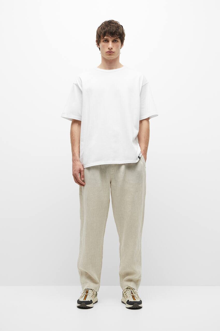 

Широкие льняные джоггеры Pull&Bear, экрю
