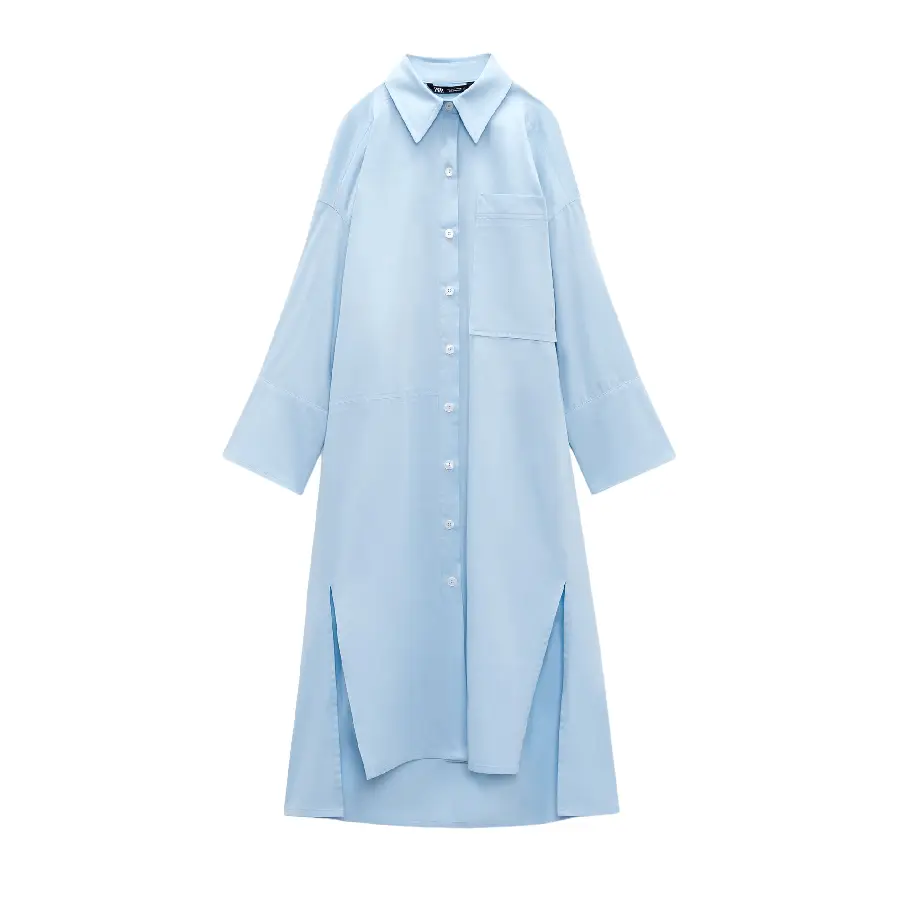 

Платье-рубашка Zara Poplin, голубой