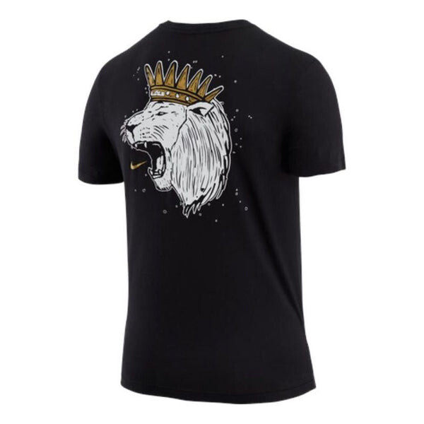 

Футболка Men's Nike Dri-Fit Lebron Hand Painted Crown Animal Pattern Printing Basketball Sports Short Sleeve, Черный