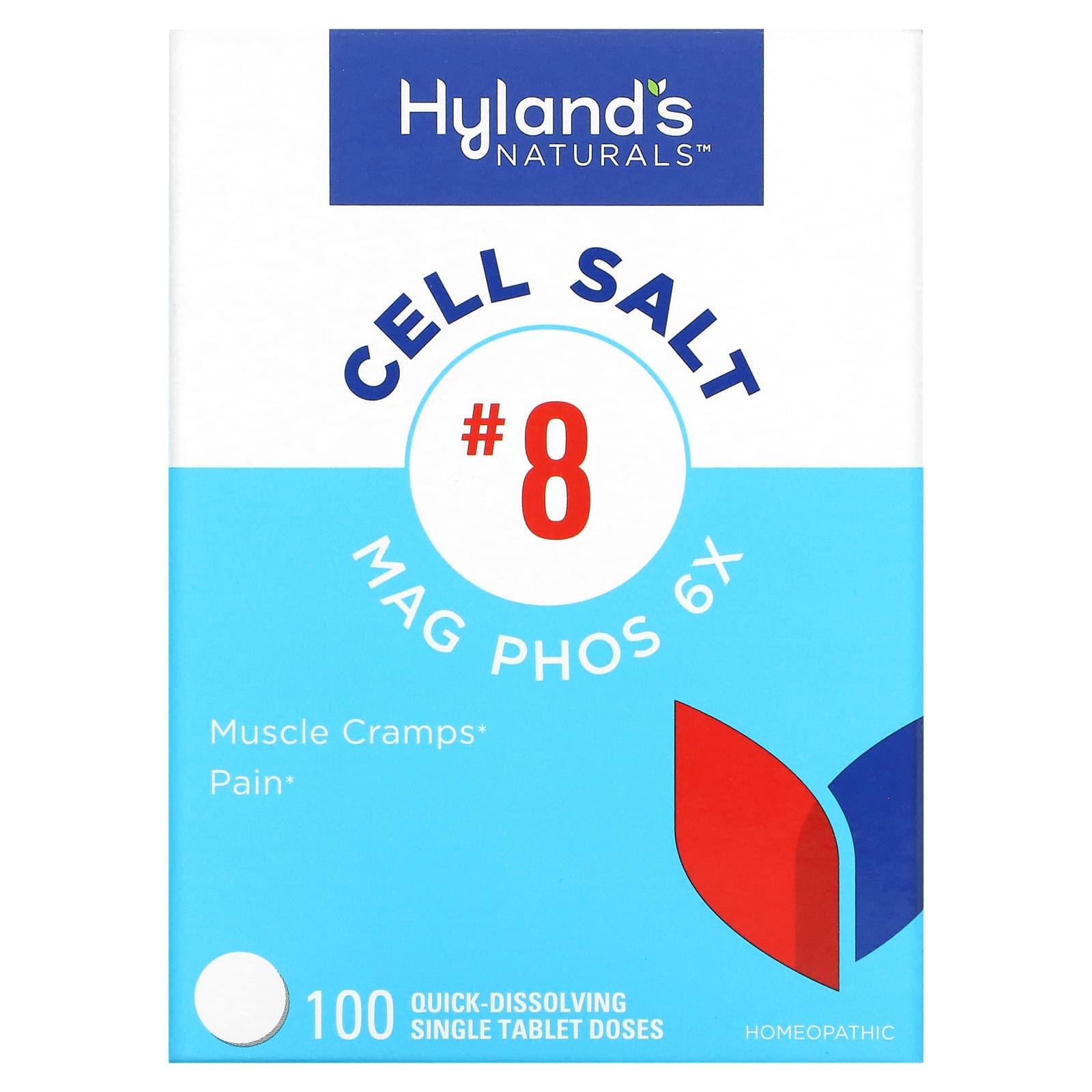 Клеточная Соль №8 / Магний 6X Hyland's, 100 быстрорастворимых таблеток hyland s клеточная соль 2 калькарея фосфорика calc phos 6x 100 отдельных быстрорастворимых таблеток