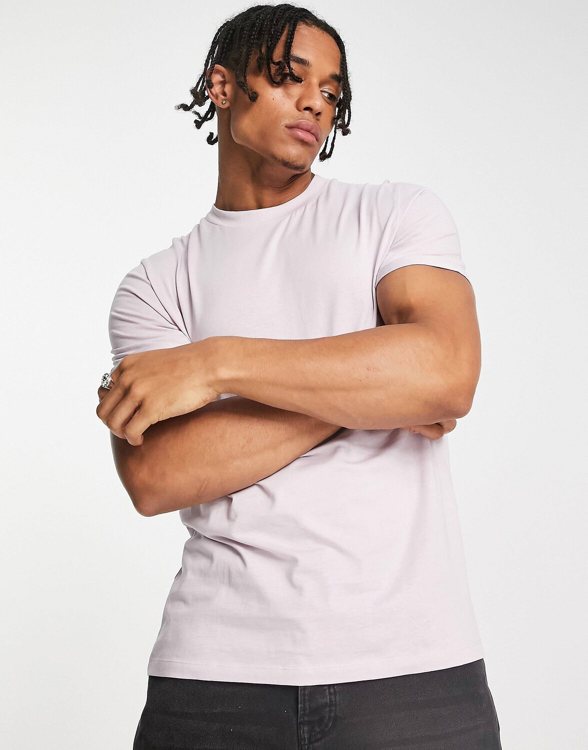 

Сиреневая футболка с отворотами ASOS DESIGN