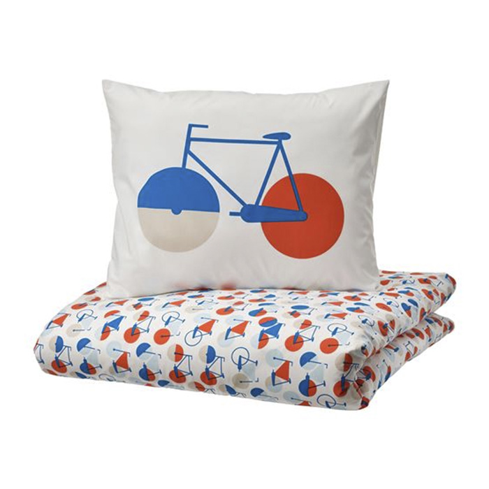 комплект постельного белья ikea nattslanda разноцветный Комплект постельного белья Ikea Sportslig, белый/разноцветный