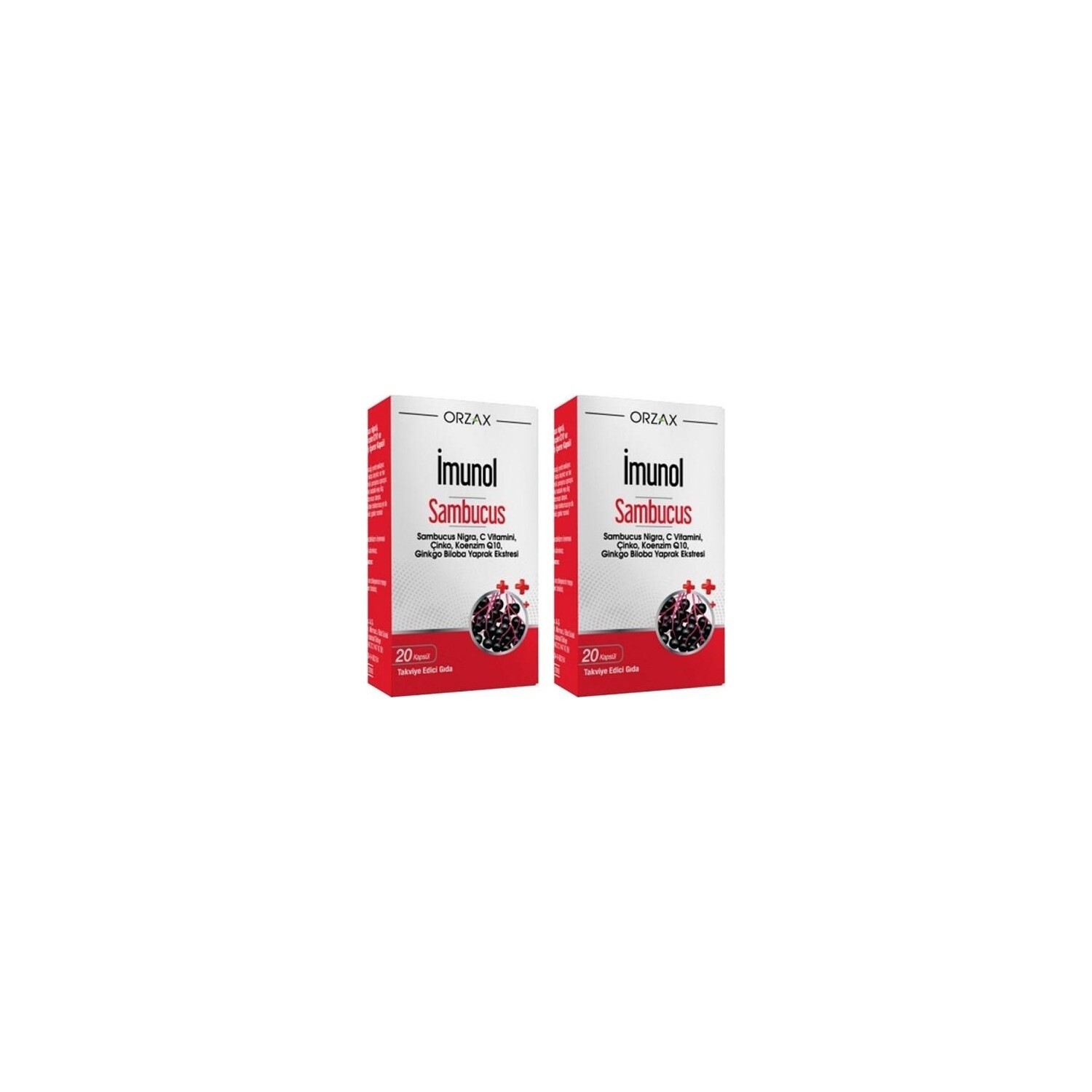 

Пищевая добавка Orzax Imunol Sambucus, 2 упаковки по 20 капсул