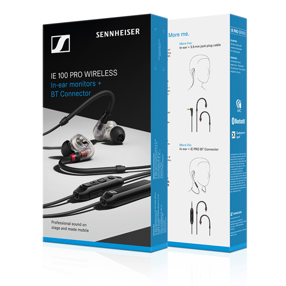 Беспроводные наушники-вкладыши SENNHEISER IE100PRO WIRELESS с креплением на  шею, черный/прозрачный – купить с доставкой из-за рубежа через платформу  «CDEK.Shopping»