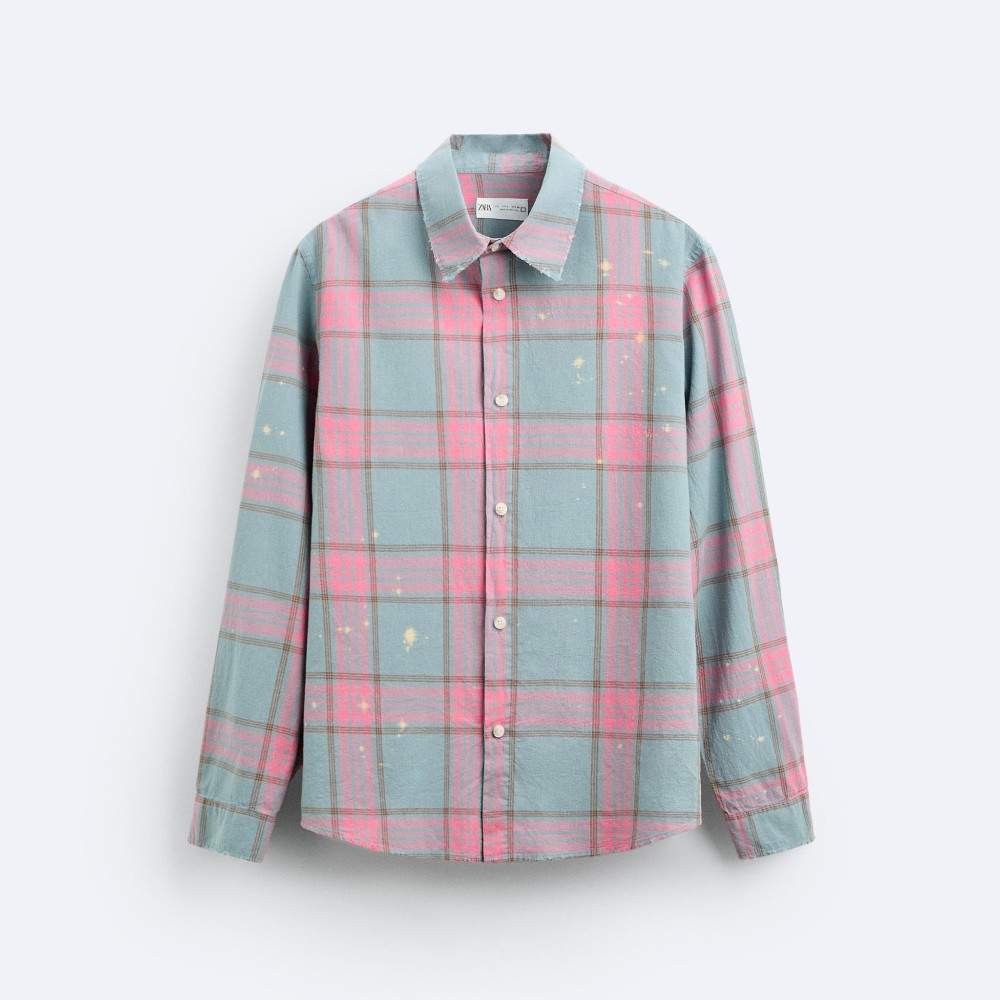 Рубашка Zara Faded Check, розовый рубашка zara check мультиколор