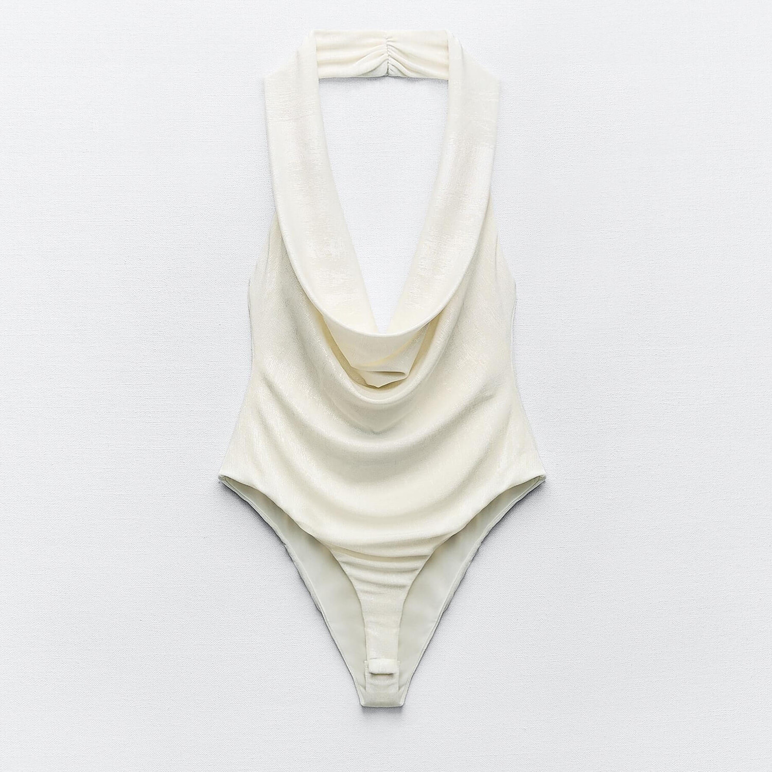 

Боди Zara Metallic Thread With Cowl Neckline, белый