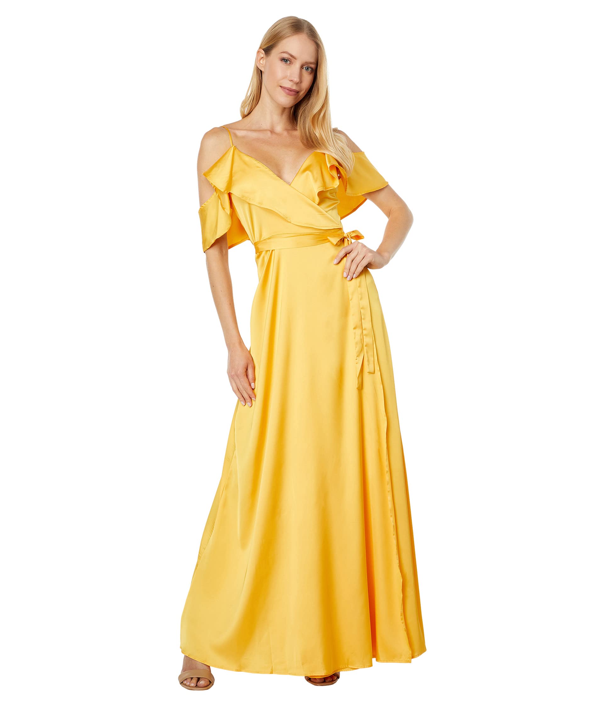 Платье Bebe, Cold-Shoulder Ruffle Maxi Dress цена и фото