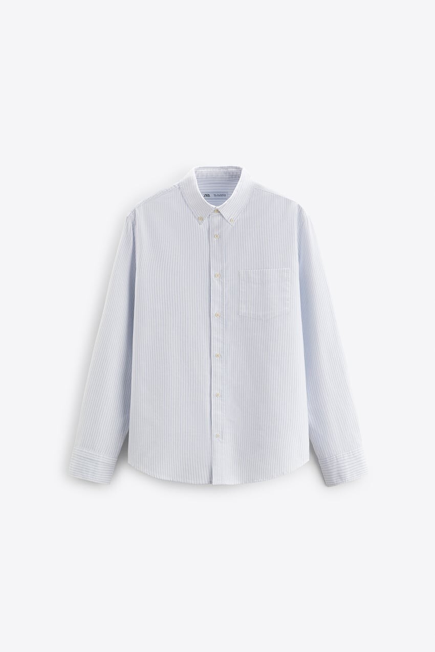 

Рубашка Zara striped oxford, белый