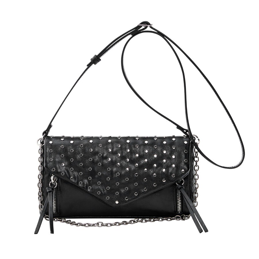 

Сумка Pull&Bear Studded Crossbody With Flap, черный