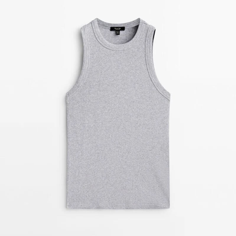 

Топ Massimo Dutti Ribbed Halter, серый
