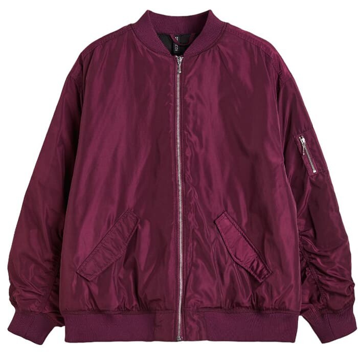 

Куртка-бомбер H&M+ Oversized, бордовый, Красный