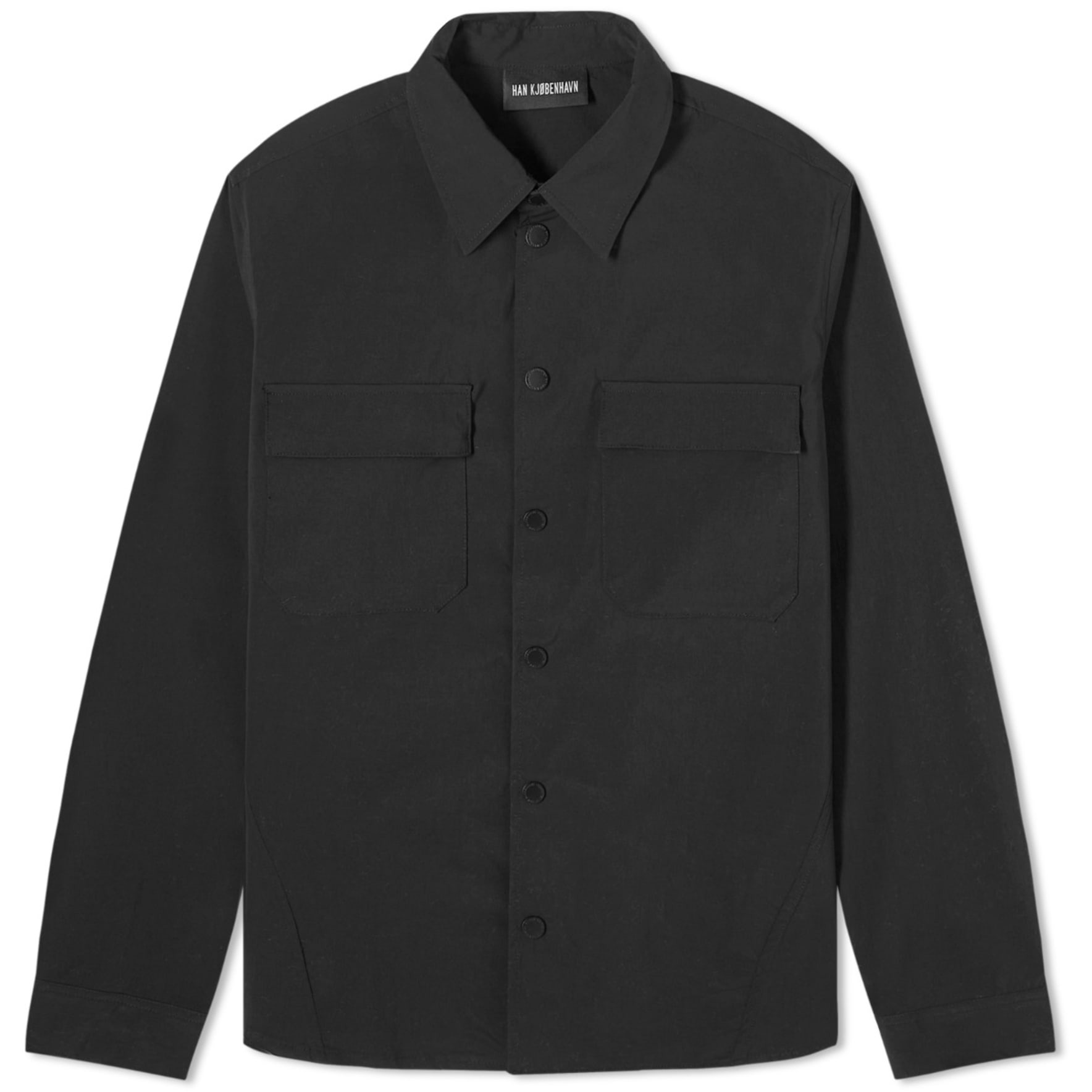 Верхняя рубашка Han Kjobenhavn Nylon Long Sleeve, черный брюки han kjobenhavn повседневные прямой силуэт размер xxl черный