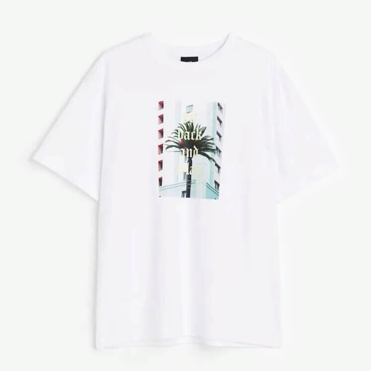 

Футболка с принтом H&M Sit Back and Relax Relaxed Fit, белый
