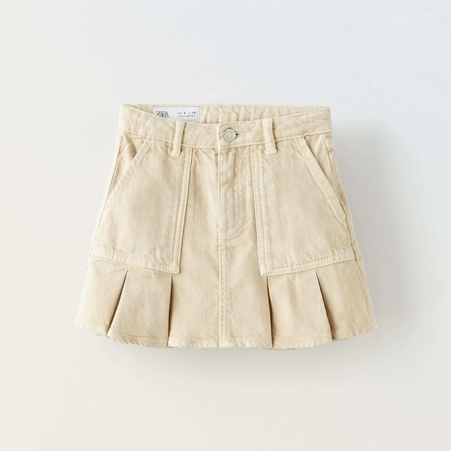 Юбка-шорты Zara Denim, экрю юбка шорты zara asymmetric серый