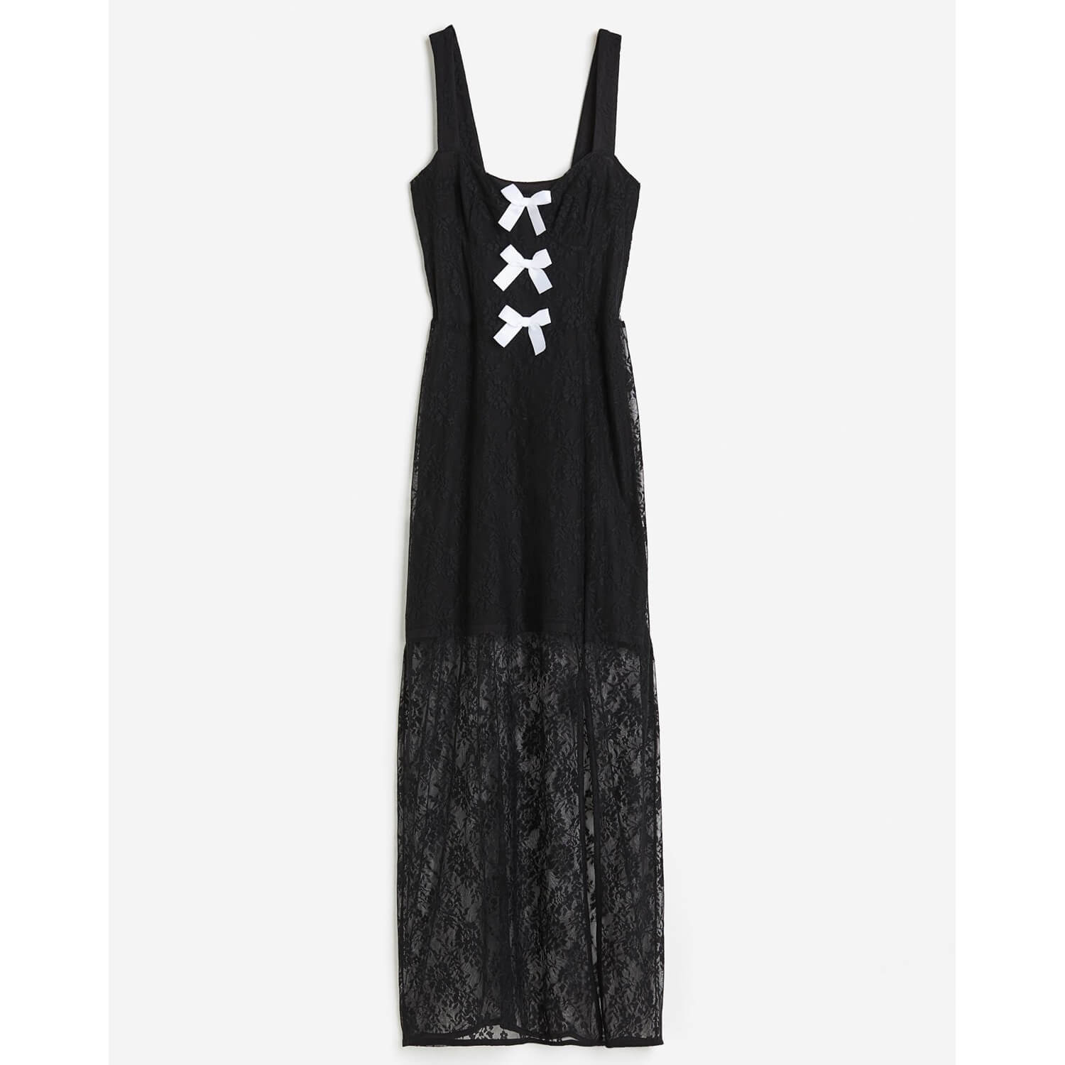 Платье H&M Bow-detail Lace, черный