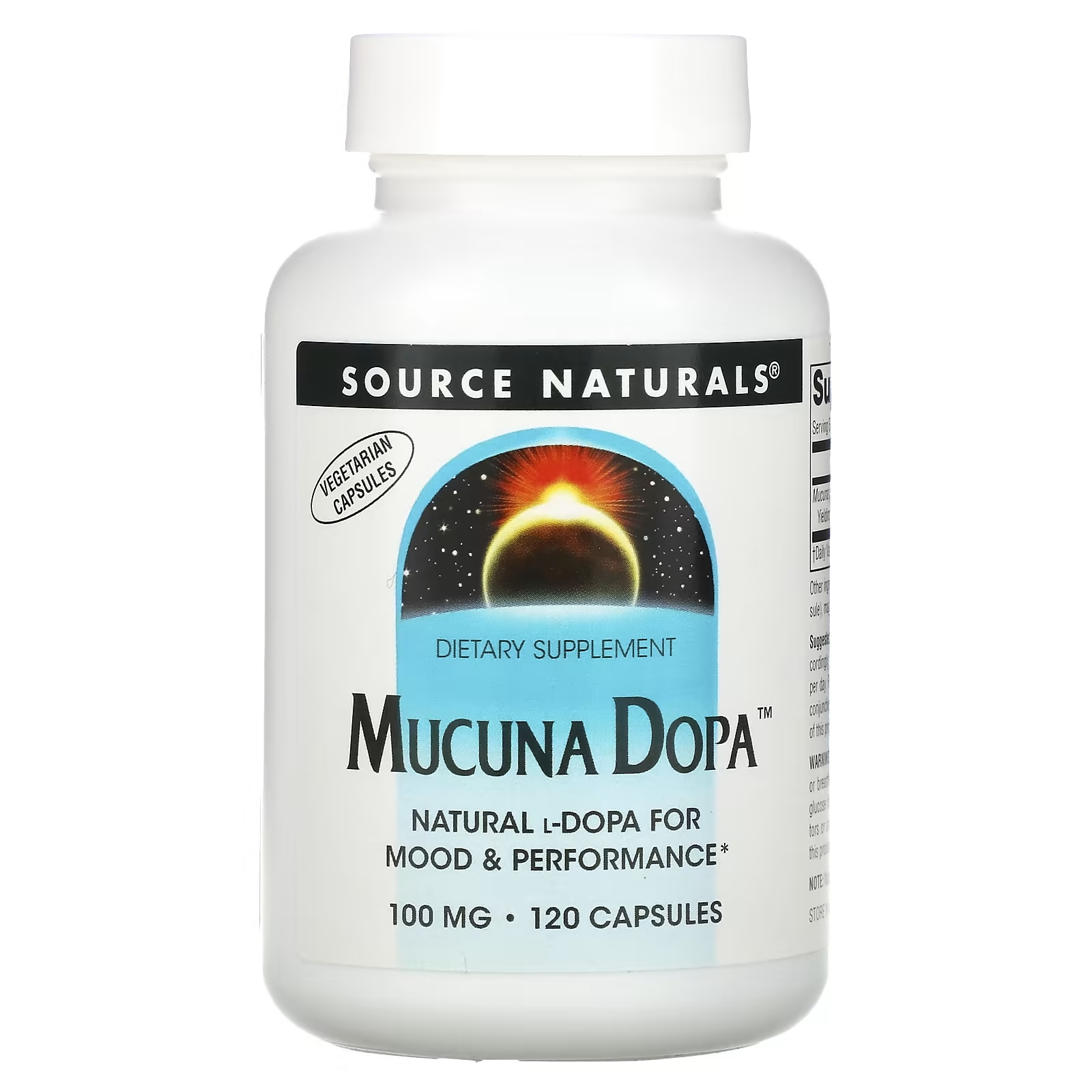 Source Naturals Mucuna Dopa 100 мг, 120 капсул source naturals убихинол coqh​​ 100 мг 90 капсул