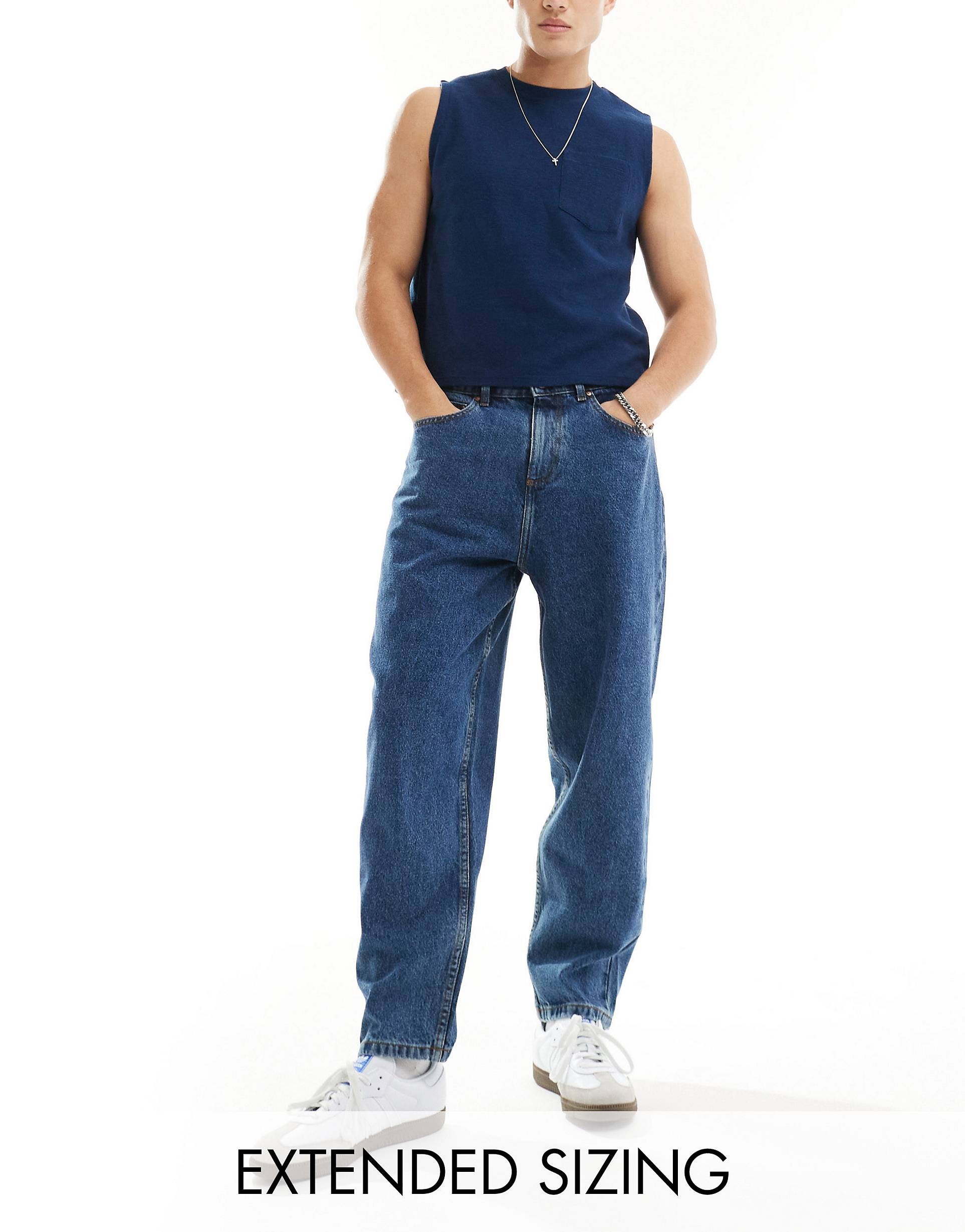 Джинсы Asos Design Oversized Tapered, светло-синий светло синие зауженные джинсы стрейч asos design
