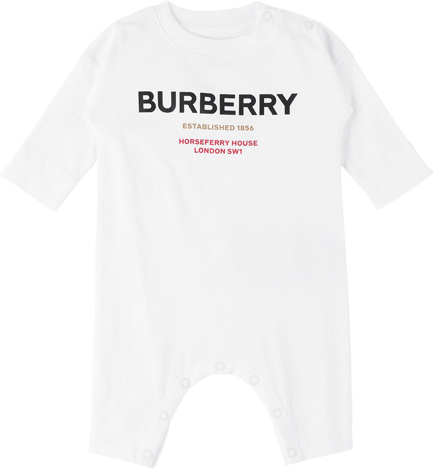 

Белое боди для малышей Horseferry Burberry