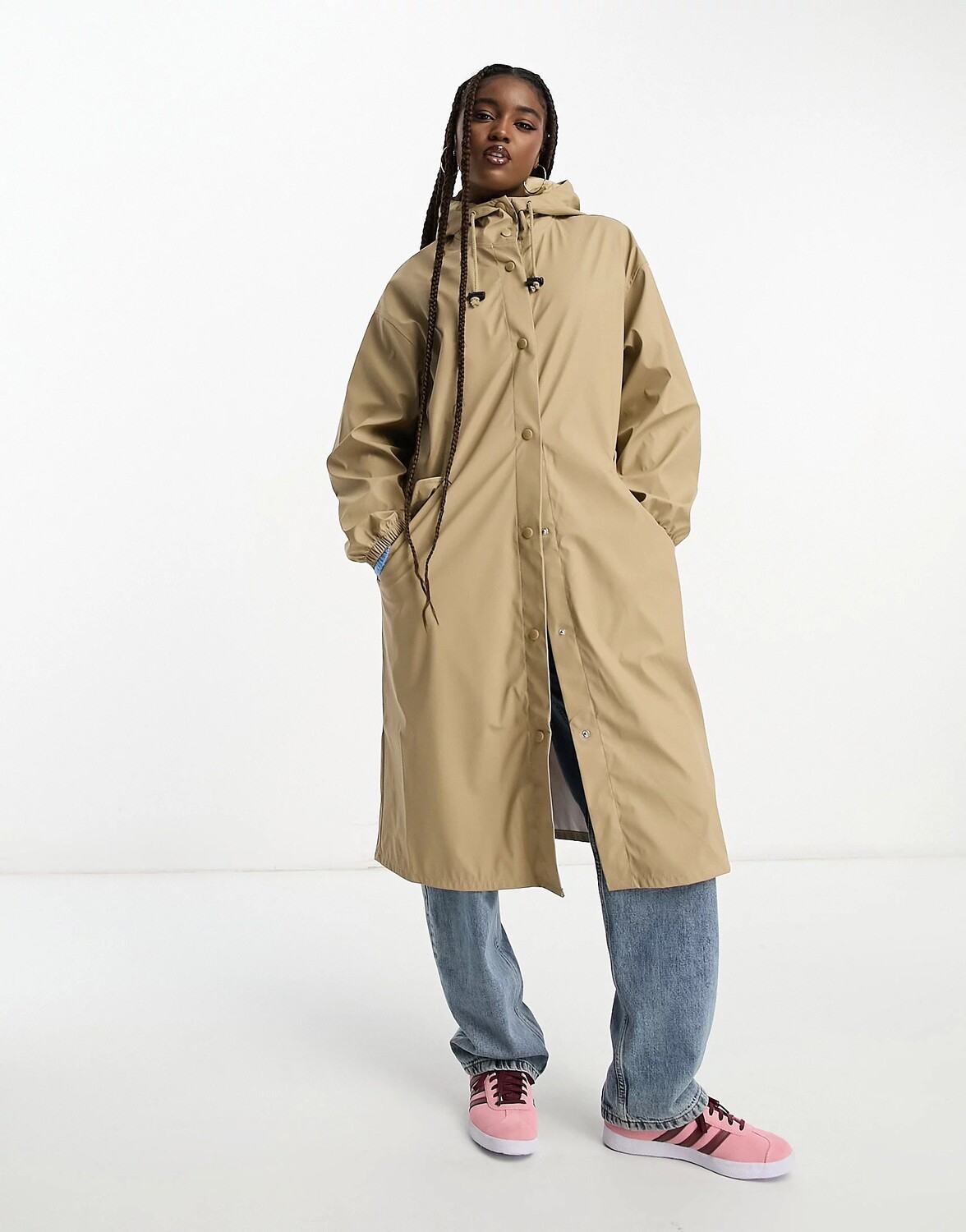 

Плащ Asos Design Rubberised Rain, бежевый