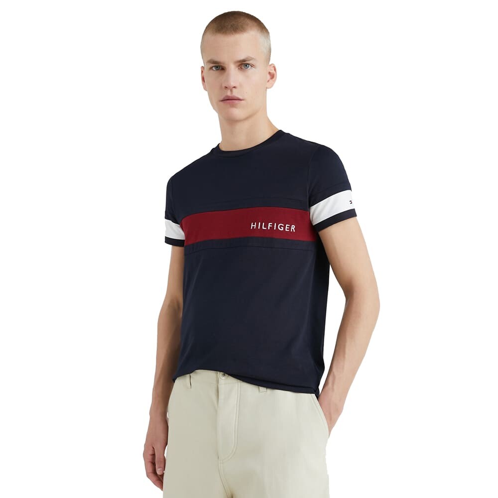 

Футболка Tommy Hilfiger Slim Fit Colorblock Strip, темно-синий