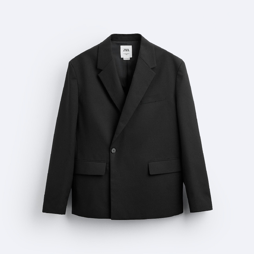 Пиджак Zara Double-breasted Suit, черный блейзер zara textured double breasted черный