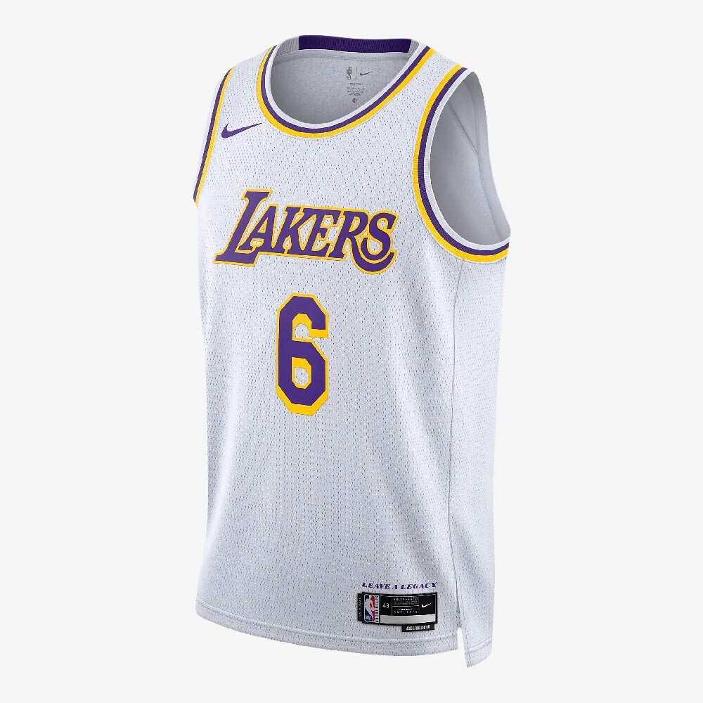 

Майка Nike Dri-FIT NBA Swingman Jersey Los Angeles Lakers Association Edition 2022/23, белый/синий/желтый