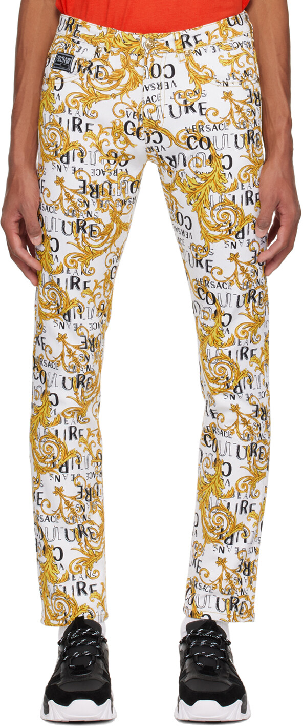 

Бело-желтые джинсы с принтом Versace Jeans Couture