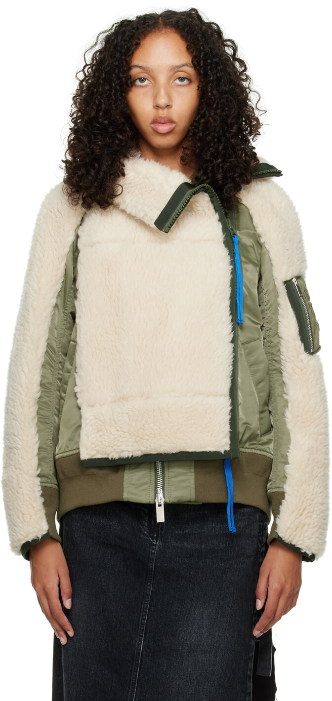 

Стеганая куртка Off-White и цвета хаки sacai