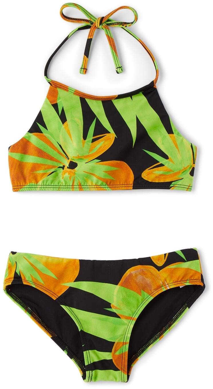 

SSENSE Exclusive Kids Green & Orange Комплект бикини с лямкой на шее Louisa Ballou