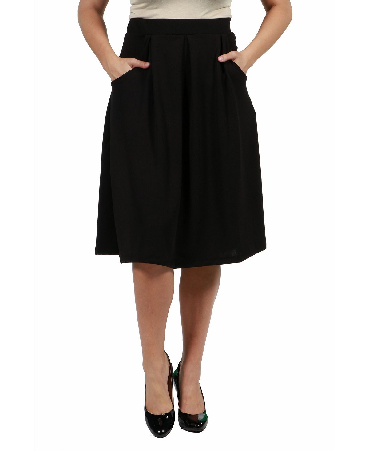 Женская классическая юбка до колен больших размеров 24seven Comfort Apparel, черный юбка черная красивая 42 размер