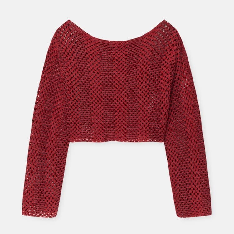 

Укороченный вязаный свитер Pull&Bear, бордовый