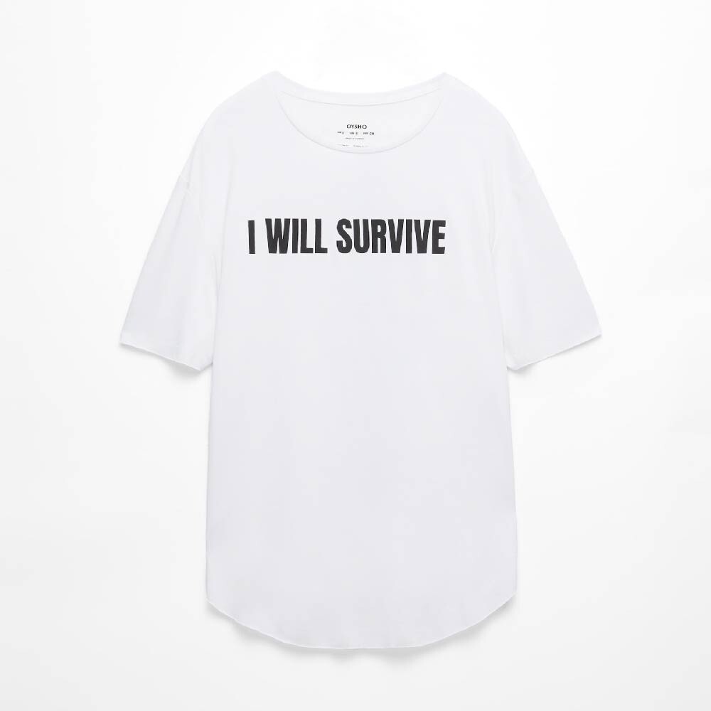 

Футболка Oysho Modal blend short-sleeved slogan, белый/черный