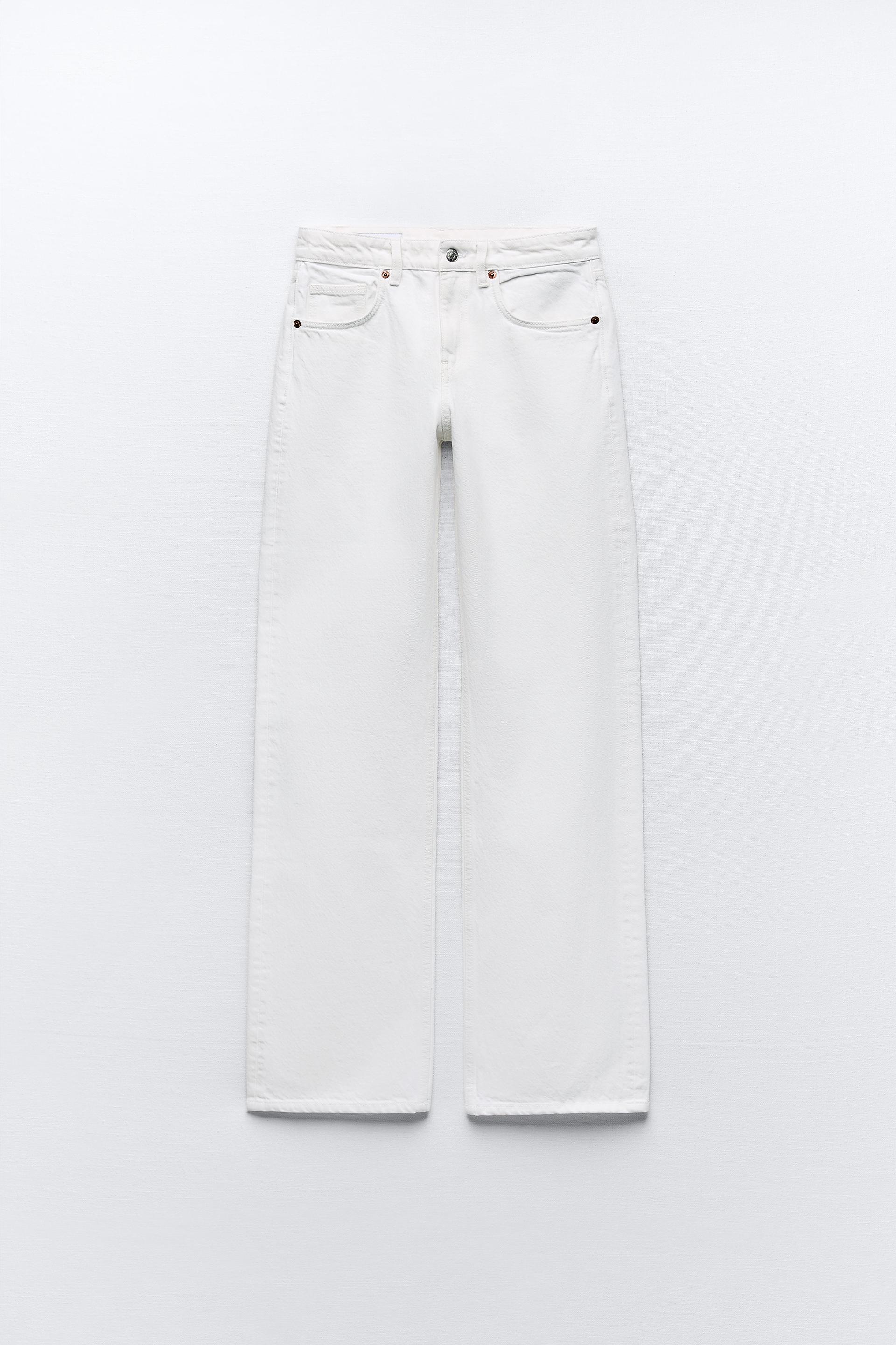 Джинсы Zara Trf Wide-leg Full Length, желтовато-белый джинсы zara trf wide leg full length светло серый