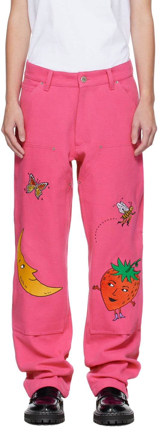 

Розовые зауженные джинсы Sky High Farm Workwear