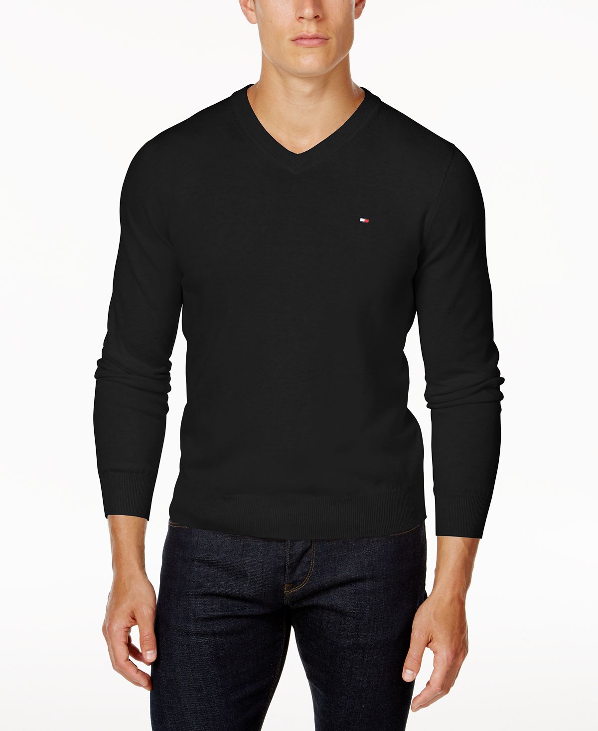 Фирменный мужской однотонный свитер с v-образным вырезом, созданный для macy's Tommy Hilfiger, черный