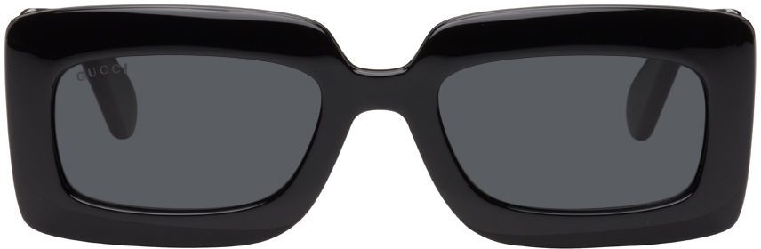 Черные прямоугольные солнцезащитные очки Gucci