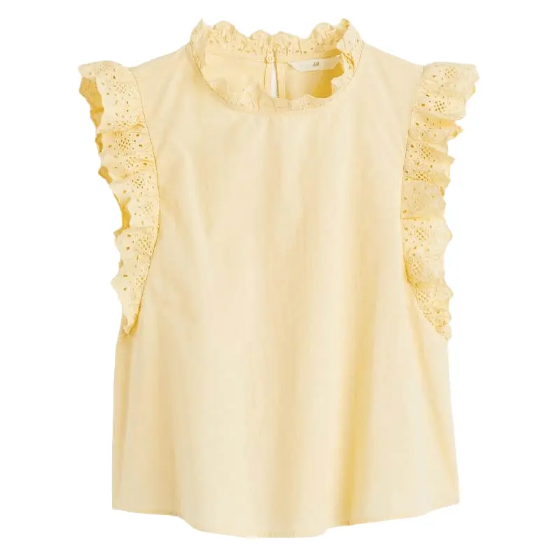 

Блузка H&M Ruffle-trimmed, светло-бежевый