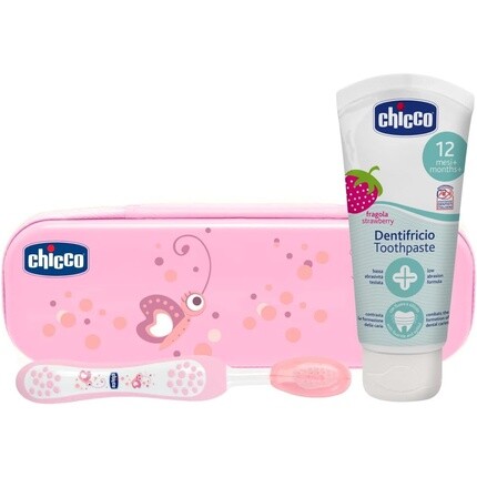 

Зубная паста Клубника с фтором Зубной набор Розовый, Chicco