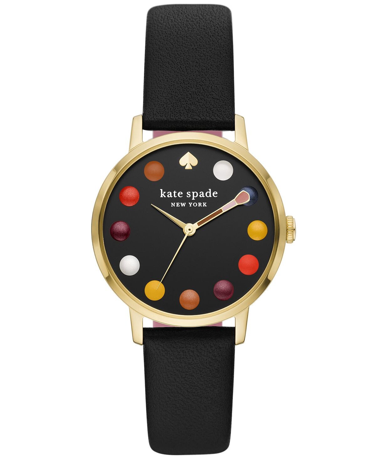 

Женские часы Metro с тремя стрелками, черный кожаный ремешок, 34 мм kate spade new york, черный