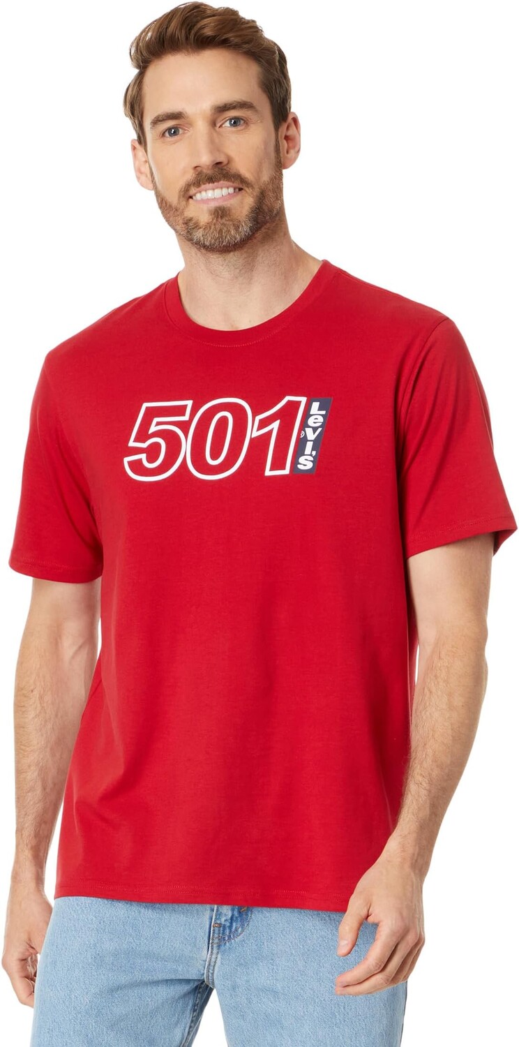 

Футболка свободного кроя с короткими рукавами Levi's, цвет 501 Logo Outline Crimson