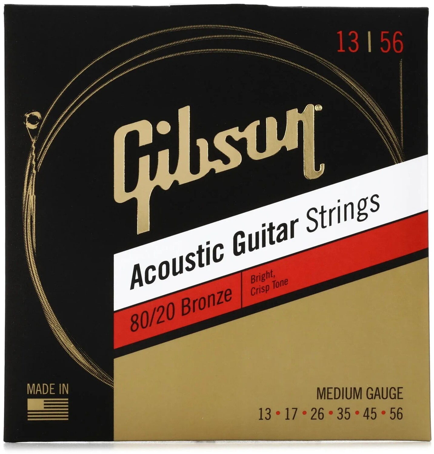 

Аксессуары Gibson SAG-BRW13 80/20, бронзовые струны для акустической гитары — .013-.056, средние